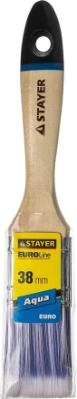 Кисть плоская STAYER &quot;EURO&quot;, &quot;AQUA&quot; для воднодисперсионных и акриловых ЛКМ, искусств щетина, деревя ручка, 1,5&quot;/38мм 01062-038 купить в Перми