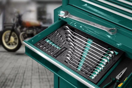 Наборы ключей комбинированных KRAFTOOL, Cr-V, DIN 3110, в EVA-ложементе 27079-H18E купить в Перми