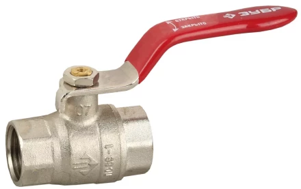 Кран ЗУБР шаровой 3/4&quot; полнопроходной &quot;мама-мама&quot;, ручка, никелированная латунь 51350-N-3/4 купить в Перми