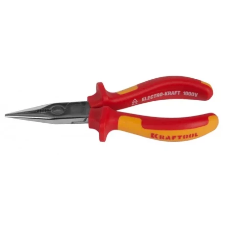 Тонкогубцы &quot;ELECTRO-KRAFT&quot;, Cr-Mo сталь, двухкомпонентная маслобензостойкая рукоятка, хромированное покрытие, 160мм. KRAFTOOL 2202-3-16 2202-3-16_z01 купить в Перми