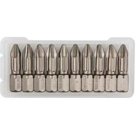 Биты &quot;ЕХPERT&quot; торсионные кованые, обточенные, KRAFTOOL 26121-2-25-10, Cr-Mo сталь, тип хвостовика C 1/4&quot;, PH2, 25мм, 10шт 26121-2-25-10 купить в Перми