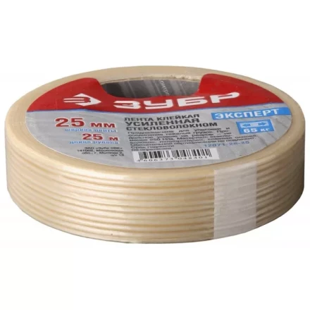 Лента ЗУБР &quot;ЭКСПЕРТ&quot; клеящая однонаправленная, усиленная стекловолокном, 25мм х 25м 12071-25-25 купить в Перми