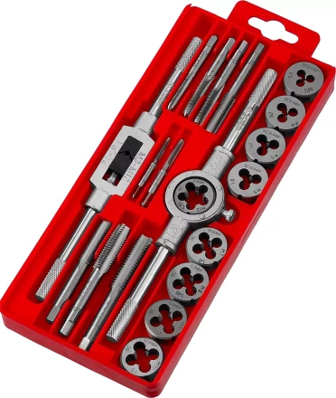 Набор ЗУБР &quot;МАСТЕР&quot; с металлореж. инструментом, метчики однопроходные и плашки М3-М12, оснастка - в пласт. боксе 20пред. 2810-H20_z01 купить в Перми