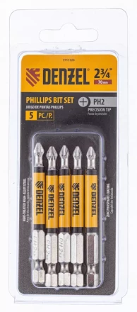 Набор бит, PH2x2х70 мм, 5 шт. Denzel 7711326 купить в Перми