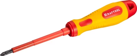 Отвертка KRAFTOOL, высоковольтная, Cr-Mo-V стержень, двухкомпонент. маслобензостойкая рукоятка, PH №2, 100мм 250084-2-100 купить в Перми