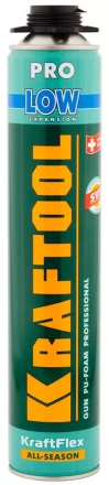 Пена &quot;PREMIUM LOW&quot; профессиональная, монтажная, пистолетная, всесезонная, 800мл, KRAFTOOL 41181_z01 купить в Перми