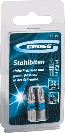 Набор бит РН2х25, сталь S2, 2шт GROSS 11351 купить в Перми