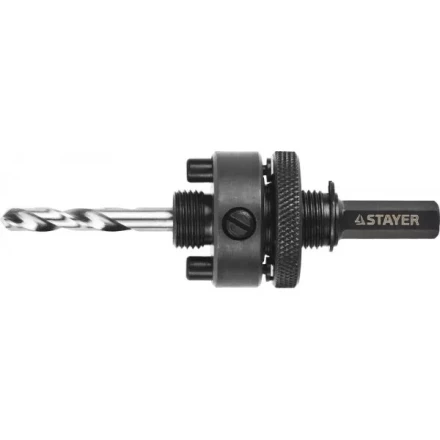 Державка c жесткими штифтами и прижимной муфтой для коронок, d=32-152мм, с шестигранном хвостовиком, резьба 5/8, STAYER Professional 29548 купить в Перми
