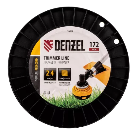 Леска для триммера зубчатый квадрат, 2,4мм х 172м, на DIN катушке FLEX CORD// Denzel 96804 купить в Перми