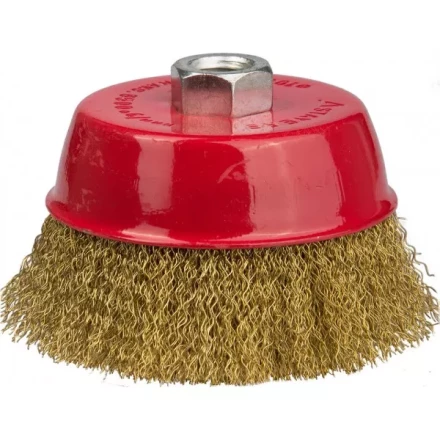 STAYER "PROFESSIONAL". Щетка чашечная для УШМ, витая стальная латунированная проволока 0,3мм, 100ммхМ14 35125-100_z01 купить в Перми