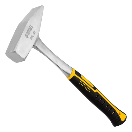 Молоток слесарный 800 г Denzel 10405, цельнометаллический, двухкомпонентная рукоятка купить в Перми