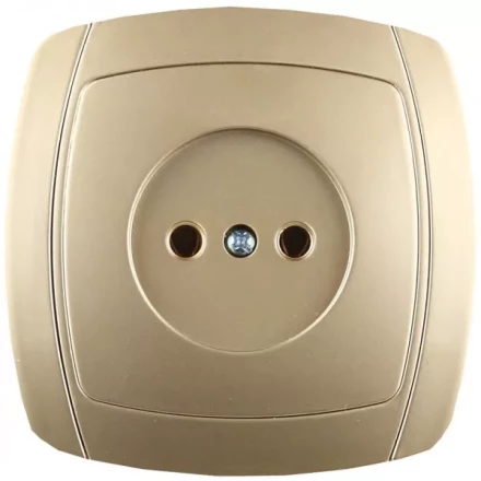 Розетка СВЕТОЗАР &quot;АКЦЕНТ&quot; одинарная в сборе, без заземления, цвет золотой металлик, 16А/~250В SV-54200-GM купить в Перми