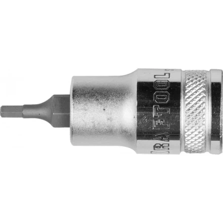 Торцовая бита-головка KRAFTOOL &quot;INDUSTRIE QUALITAT&quot;, материал S2, HEX, сатинированная, 1/2&quot;, H3 27908-03_z01 купить в Перми