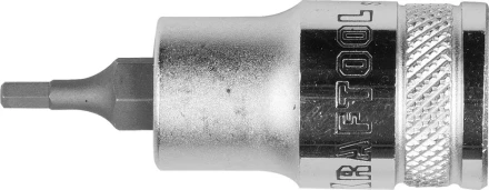 Торцовая бита-головка KRAFTOOL &quot;INDUSTRIE QUALITAT&quot;, материал S2, HEX, сатинированная, 1/2&quot;, H3 27908-03_z01 купить в Перми