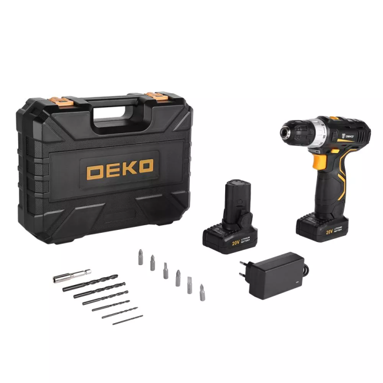 Дрель аккумуляторная DEKO GCD20DU3 SET 4, 063-4144 + набор 13 аксессуаров купить в Перми