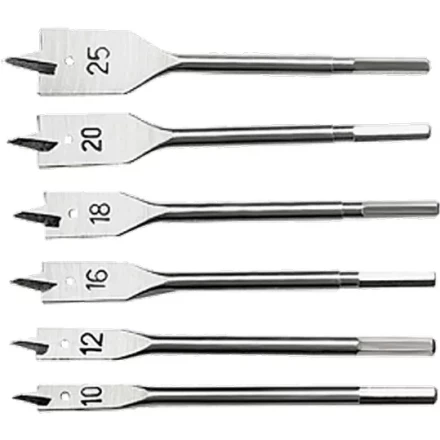 Набор сверл перовых по дереву 10-12-16-18-20-25 мм 6 штук 6-гранный хвостовик СИБРТЕХ 704155 купить в Перми