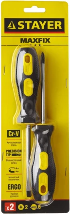 Набор STAYER "MASTER": Отвертки слесарные, двухкомпонентная рукоятка, магнитный наконечник, 2 / 6мм - 100мм, 2шт 2513-H2_z01 купить в Перми