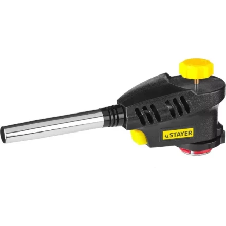 Газовая горелка &quot;ProTerm&quot; на баллон, STAYER &quot;PROFESSIONAL&quot; 55582, с пьезоподжигом, регулировка пламени, вихревое пламя, цанговое соединение, 1300С 55582 купить в Перми