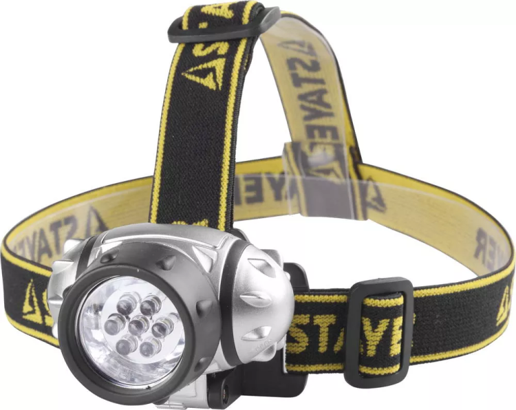 Фонарь STAYER "STANDARD" налобный светодиодный, 7LED, 3 режима, 3ААА 56572 купить в Перми