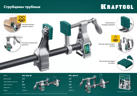 Струбцина KRAFTOOL PC-34-xx трубная 32301-2 купить в Перми