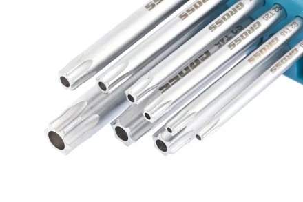 Набор ключей имбусовых TORX-TT T10-T50 удлиненные S2 сатинированные 9 шт Gross 16407 купить в Перми