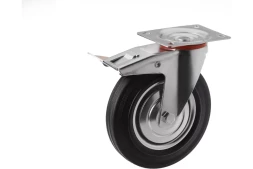 Аппаратное поворотное колесо с тормозом HITCH 160*36 резина черная SCb63 (SZ084868)