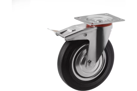 Аппаратное поворотное колесо с тормозом HITCH 160*36 резина черная SCb63 (SZ084868) купить в Перми