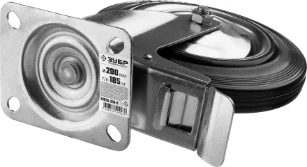 ЗУБР d 200 мм, г/п 185 кг, игольчатый подшипник, резина/металл, поворотное колесо c тормозом, Профессионал (30936-200-B) купить в Перми