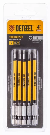 Бита T15x100 мм, 5 шт. Denzel 7711329 купить в Перми