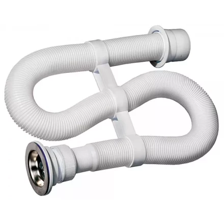 Сифон ЗУБР &quot;МАСТЕР&quot; гофрированный для моек и раковин, выпуск - нержавеющая чашка, 0,9м 51883-09 купить в Перми