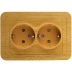 Розетка СВЕТОЗАР &quot;ГАММА&quot; с заземлением, двойная, цвет ольха, 16А/~250В SV-54107-A купить в Перми