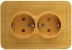 Розетка СВЕТОЗАР &quot;ГАММА&quot; с заземлением, двойная, цвет ольха, 16А/~250В SV-54107-A купить в Перми