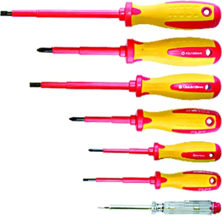 Набор отверток диэлект.до 1000В проб.эл. - до 250В двухкомп.рукоятки (7шт.) MATRIX PROFESSIONAL 13355 купить в Перми