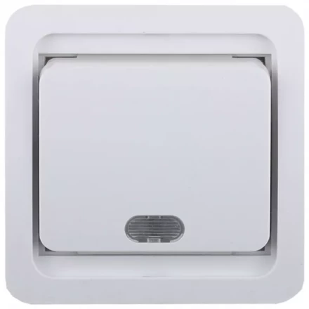 Выключатель СВЕТОЗАР &quot;ГАММА&quot; одноклавишный, с подсветкой, цвет белый, 10А/~250В SV-54131-W купить в Перми