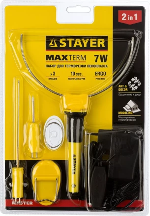 Прибор STAYER MASTER MAXtermo для художественной резки пенопласта, пластика, 3 насадки, 7Вт 45257-H3 купить в Перми