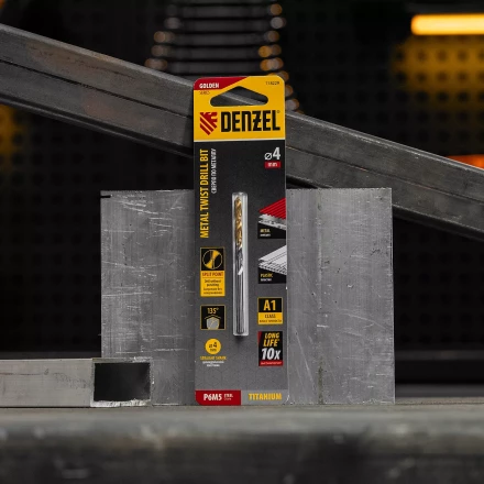 Сверло спиральное по металлу Denzel 4 x 75 мм, Р6М5, Golden Tip, 718229 купить в Перми