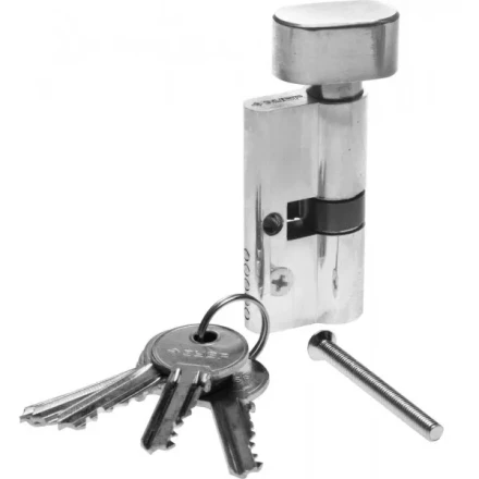 Механизм ЗУБР &quot;МАСТЕР&quot; цилиндровый, тип &quot;ключ-защелка&quot;, цвет хром, 5-PIN, 60мм 52103-60-2 купить в Перми