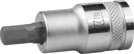 Торцовая бита-головка KRAFTOOL &quot;INDUSTRIE QUALITAT&quot;, материал S2, HEX, сатинированная, 1/2&quot;, H7 27908-07_z01 купить в Перми