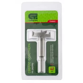 Сверло Форстнера по дереву 42 мм цилиндрический хвостовик СИБРТЕХ 704842 купить в Перми