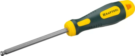 Отвертка KRAFTOOL, Cr-Mo-V сталь, двухкомпонентная противоскользящая рукоятка, HEX, №6x100мм 250075-6-100 купить в Перми
