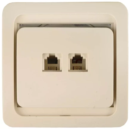 Розетка СВЕТОЗАР &quot;ГАММА&quot; телефонная двойная, цвет бежевый SV-54118-B купить в Перми