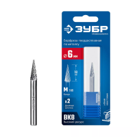 Зубр Твердосплавная борфреза M - конус с острым углом, 6 х 18 мм, угол 14° (28811-6-18)