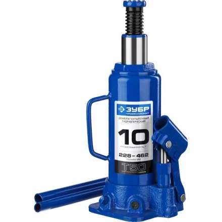 Домкрат гидравлический бутылочный T50, 10т, 228-462мм, ЗУБР Профессионал 43060-10 43060-10_z01 купить в Перми