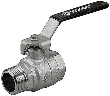 Кран шаровой ЗУБР полнопроходной &quot;мама-папа&quot;, ручка, хромиров латунь, 1/2&quot; 4-51321-C-1/2 купить в Перми