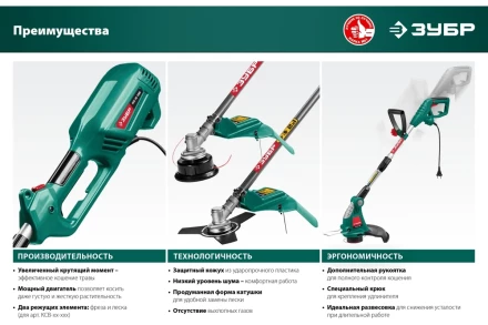 ЗУБР 1300 Вт, ш/с 38 см, сетевой триммер (ТСВ-38-1300) купить в Перми