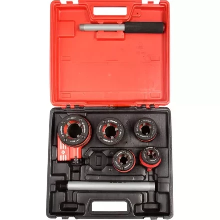 Набор ЗУБР &quot;ЭКСПЕРТ&quot; №5 резьбонарезной трубный в пластмассовом боксе, 3/8&quot; - 1 1/4&quot;, 6 предметов 28270-H5 купить в Перми