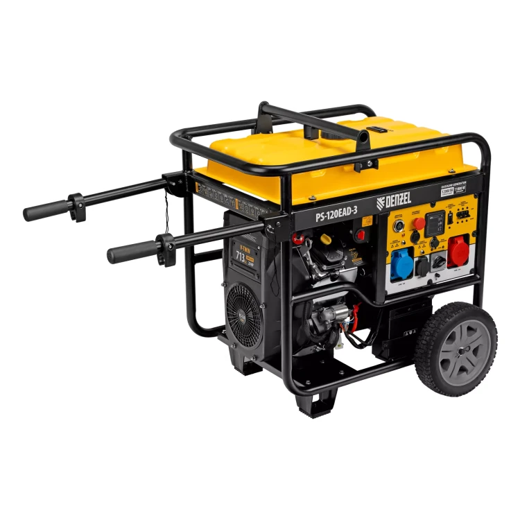Генератор бензиновый Denzel PS-120EAD-3, 12 кВт,230/400 В, 40л, разъём ATS,перекл.режима,эл.старт купить в Перми