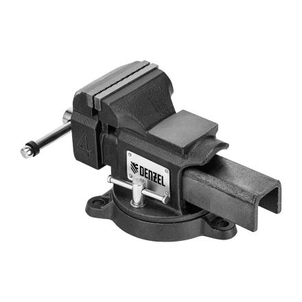 Тиски слесарные BVH-100, 100 мм, поворотные, стальная направляющая, с наковальней //Denzel 18683 купить в Перми