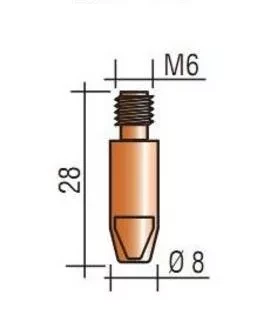 Наконечник к горелке полуавтомата M6  диаметр 1,6 мм L28 тело 8  AL Aurora купить в Перми