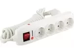 Удлинитель бытовой с заземлением, выключателем и шторками, 3*1,5мм*3м, 4 розетки, 16A, STERN 95746 купить в Перми